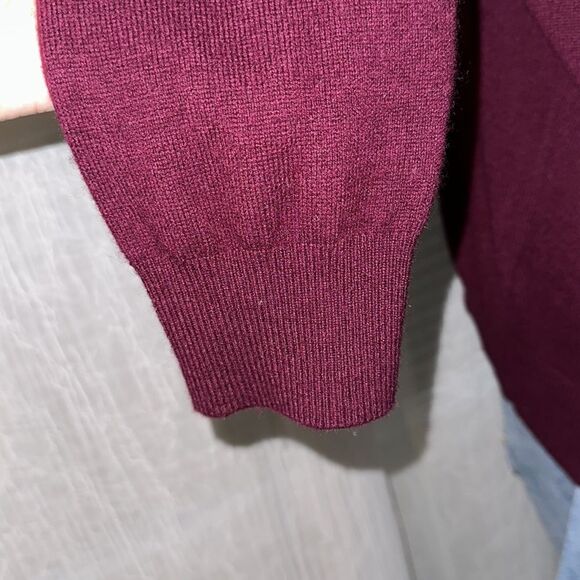 Ted Baker 3 M Tae Burgundy Scoop Neck Merino Wool Shoulder Lace Knit Sweater - Picture 8 of 15